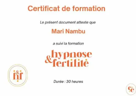 Certificat Hypnose fertilité