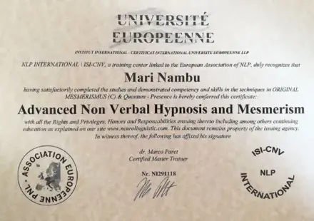 Certificat Hypnose non-verbale