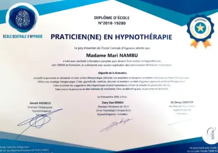 Certificat Hypnothérapeute