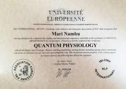 Certificat Hypnose médecine quantique